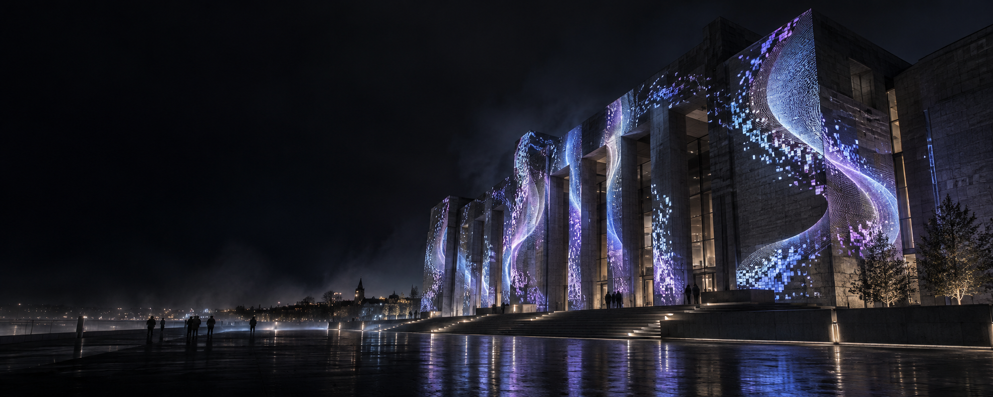 Concept de projection lumineuse sur une façade monumentale